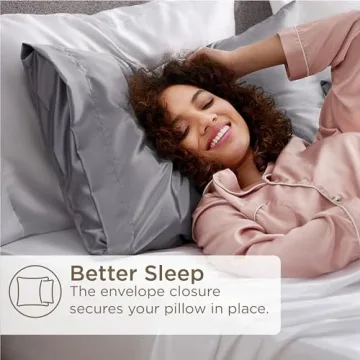 Bedsure Satin Pillowcase for Hair and Skin Queen - Dark Grey, 2 Pack 20x30 Inches - Satin Pillow Case Set of 2 with Envelope Closure, Gifts for Women Men