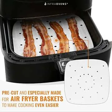 INFRAOVENS Air Fryer Parchment Paper Liners Compatible with Cosori, Ninja Foodi Grill, Ninja AF141 5qt, AF181, Cuisinart TOA, Nuwave® Brio, Dash, Gourmia, Instant Pot Vortex, Chefman, Power Airfryer