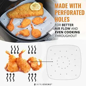 INFRAOVENS Air Fryer Parchment Paper Liners Compatible with Cosori, Ninja Foodi Grill, Ninja AF141 5qt, AF181, Cuisinart TOA, Nuwave® Brio, Dash, Gourmia, Instant Pot Vortex, Chefman, Power Airfryer