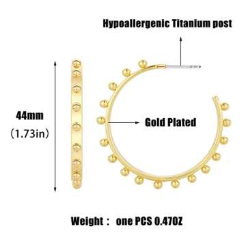 SPECCI Chunky Gold Hoop Earrings - Trendy 18K Gold Gifts