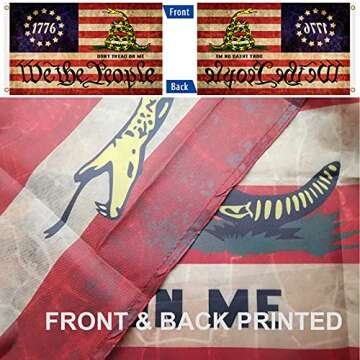 Dont Tread On Me Flag 3x5 Ft, Don't Tread On Me Gadsden Flags Banner, Double Printed USA American US Rattlesnake Vintage Garden Flag Outdoor With UV Fade Proof
