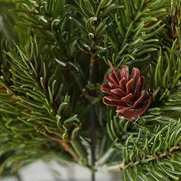 Artificial Weather Resistant Ming Pine Picks with Pinecones - (Set of 12) Use in Holiday Decorating and Christmas Floral Arrangements by Factory Direct Craft (9" H)