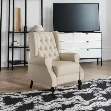 Jocisland Wingback Recliner Chairs for Adults - Push Back High Back Accent Chair Tufted Recliner for Living Room Bedroom (Beige)