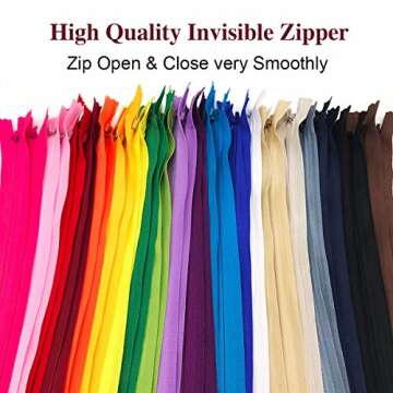 40PCS Invisible Nylon Coil Zipper - Vibrant 16 Inch Mix for DIY Projects