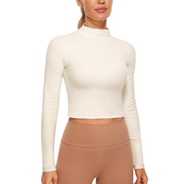 CRZ YOGA Women’s Butterluxe Mock Turtleneck Crop Top - Ultra-Soft & Stylish
