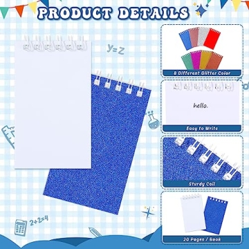 Seajan Mini Notepads – Colorful Glitter Pocket Journals
