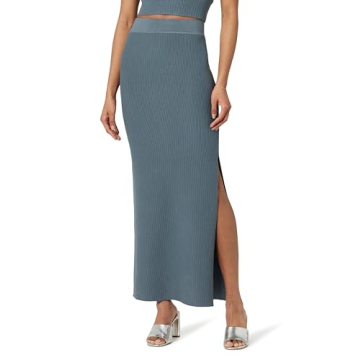 The Drop Women's Tyler Ribbed Sweater Skirt - Stylish Maxi Skirt in Stormy Weather
