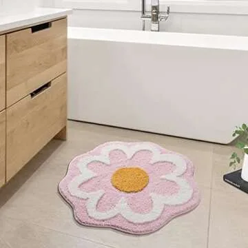 TRUEDAYS Cute Pink Flower Bath Mat - Soft and Stylish
