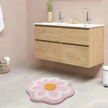 TRUEDAYS Cute Pink Flower Bath Mat - Soft and Stylish