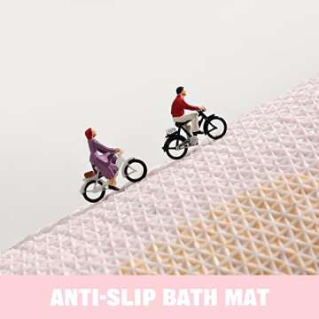 TRUEDAYS Cute Pink Flower Bath Mat, Machine Washable Bath Rug, Ultra Soft and Fluffy Bathroom Mat, Small Round Non-Slip Water Absorbent Bath Mats for Bathroom Floor, Shower Room and Bathtub