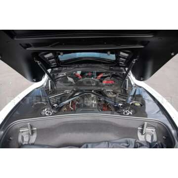 Extreme Online Store Replacement for 2020-Present Chevrolet Corvette C8 Coupe Models | GM Factory Style Carbon Fiber Add-On Rear Engine Bay Panel Cover & Engine Appearance Corner Cover