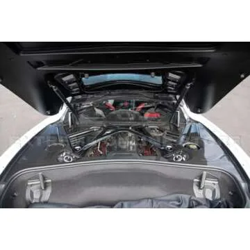 Extreme Online Store Replacement for 2020-Present Chevrolet Corvette C8 Coupe Models | GM Factory Style Carbon Fiber Add-On Rear Engine Bay Panel Cover & Engine Appearance Corner Cover