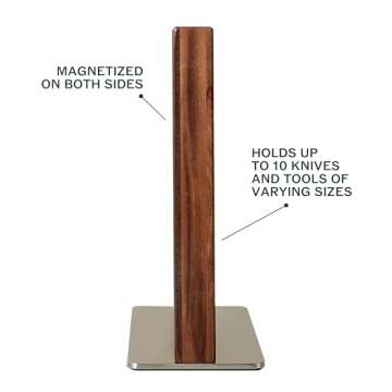 Material Knife Stand, Magnetic Wood Modern Knife Block for Safe Storage and Display of Knife Sets, L...