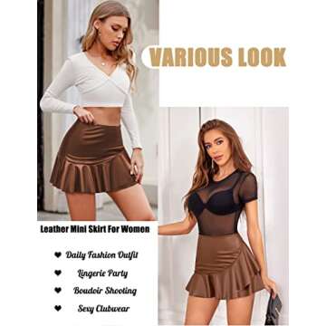 Avidlove Women's High Waist Pleated Leather Mini Skirt