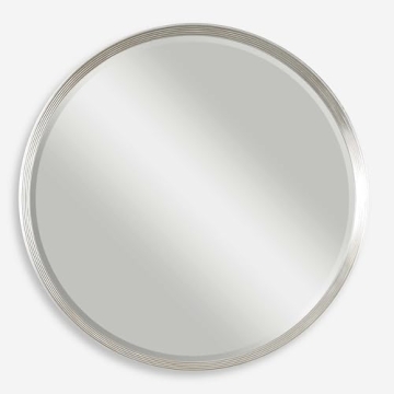 MY SWANKY HOME Classic Round Silver Wall Mirror | Contemporary Vanity