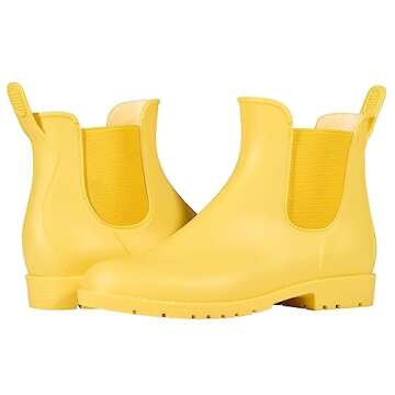HISEA Women's Ankle Rain Boots Waterproof Chelsea Boots Short Garden Shoes Anti-Slip Rain Booties for Ladies Outdoor Work Shoes, Size 9 Yellow