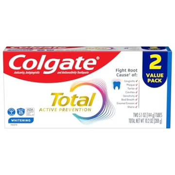 Colgate Total Whitening Toothpaste - Mint, 5.1 oz Tube, 2 Pack