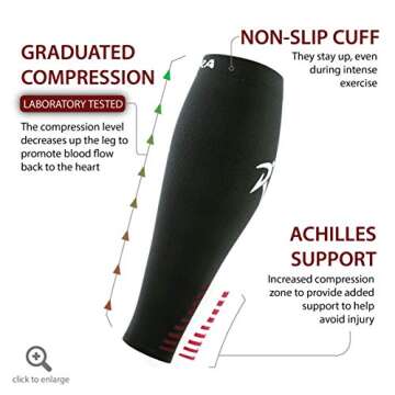 Rymora Calf Compression Sleeves for Men and Women - Supports Shin Splints & Fitness