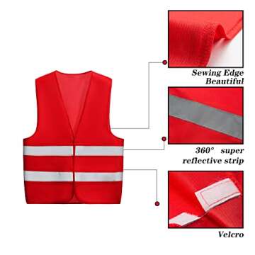 10 Pack Mount Marter safety vest reflective running vest for men and women, 360° super bright, High...