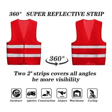 10 Pack Mount Marter safety vest reflective running vest for men and women, 360° super bright, High visibility & Long distance, Red safety reflective vest for traffic, construction and outdoor work
