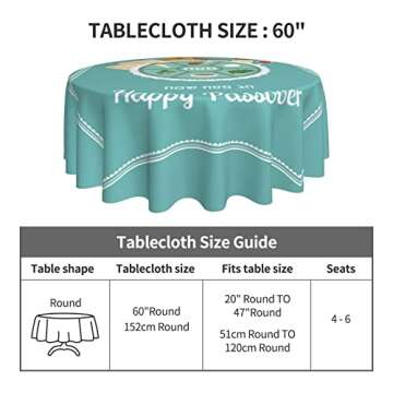 Happy Traditional Jewish Passover Round Tablecloth Wrinkle Resistant Decorative Table Cover for Kitchen Dining Parties Outdoor