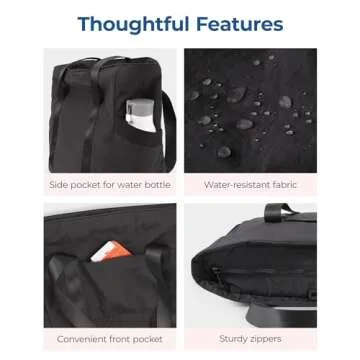 BAGSMART Tote Bag for Women with Zipper, Gym Tote with Compartments, Laptop Work Tote Nurse Dance Yoga Bag for Sport, Travel