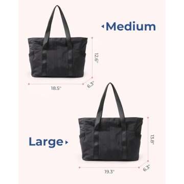BAGSMART Tote Bag for Women with Zipper, Gym Tote with Compartments, Laptop Work Tote Nurse Dance Yoga Bag for Sport, Travel