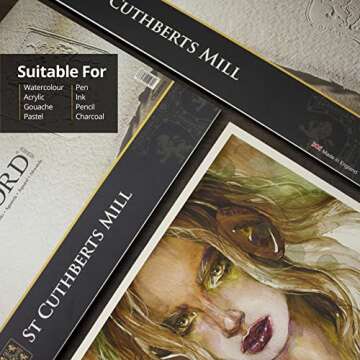 St. Cuthberts Mill Saunders Waterford Watercolor Paper Block - 12x9-inch White 100% Cotton Watercolor Paper - 20 Sheets of 140lb Hot Press Watercolor Paper for Gouache Ink Acrylic Charcoal and More