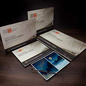 St. Cuthberts Mill Saunders Waterford Watercolor Paper Block - 12x9-inch White 100% Cotton Watercolor Paper - 20 Sheets of 140lb Hot Press Watercolor Paper for Gouache Ink Acrylic Charcoal and More