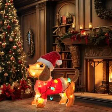 Charming Lighted Christmas Dachshund Decoration for Festive Fun