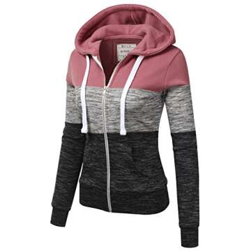 DOUBLJU Lightweight Thin Zip-Up Casual Hoodie Jackets for Womens with Plus Size