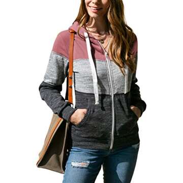 DOUBLJU Lightweight Thin Zip-Up Casual Hoodie Jackets for Womens with Plus Size