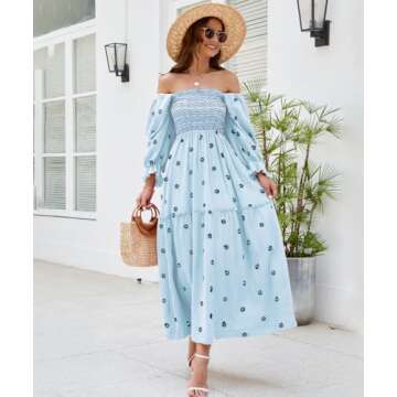 Stylish Women’s Floral Embroidered Maxi Dress with Pockets