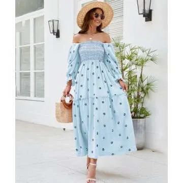 Stylish Women’s Floral Embroidered Maxi Dress with Pockets