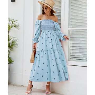 Stylish Women’s Floral Embroidered Maxi Dress with Pockets