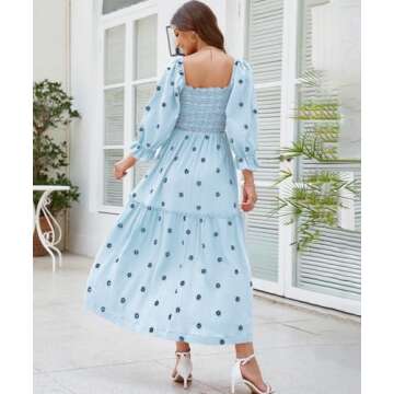 Stylish Women’s Floral Embroidered Maxi Dress with Pockets