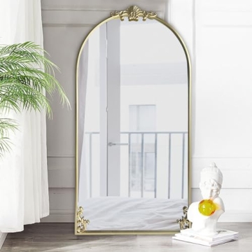 POZINO Vintage Arched Mirror, Large Gold Ornate Mirror, Baroque Antique Mirrors, Traditional Carved ...