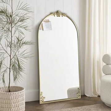 POZINO Vintage Arched Mirror: Gold Ornate Elegance