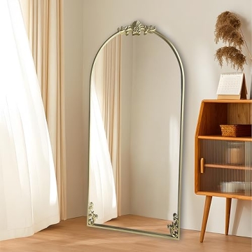 POZINO Vintage Arched Mirror: Gold Ornate Elegance