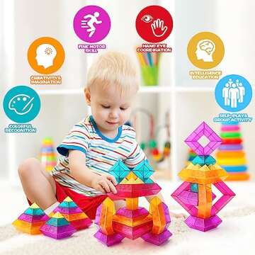 Building Block Sets for Toddlers 2 3 4 5 6 Year Old | 30 Pcs Pyramid Stacking Blocks Toys for Boys G...