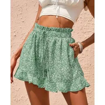BTFBM Floral High Waist Summer Shorts for Women