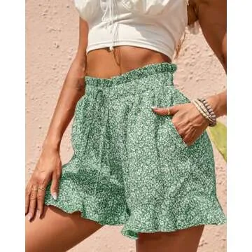 BTFBM Floral High Waist Summer Shorts for Women