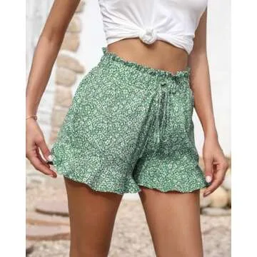 BTFBM Floral High Waist Summer Shorts for Women
