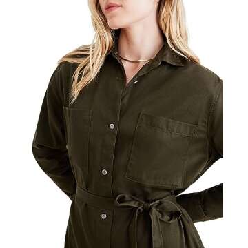 Dockers Women's Relaxed Long Sleeve Dress in Green