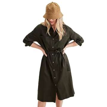 Dockers Women's Relaxed Long Sleeve Dress in Green