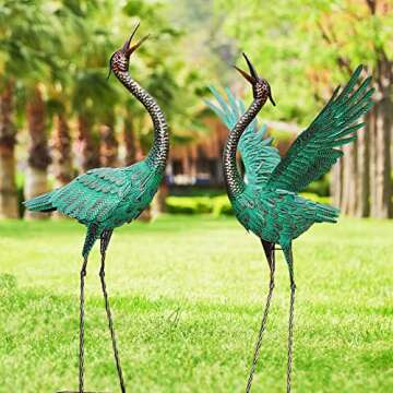 Chisheen Metal Crane Garden Statues for Stylish Outdoor Decor