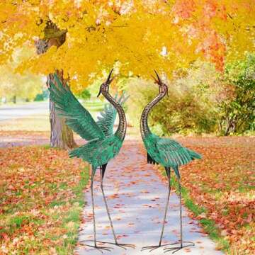 Chisheen Metal Crane Garden Statues for Stylish Outdoor Decor