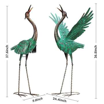 Chisheen Metal Crane Garden Statues for Stylish Outdoor Decor