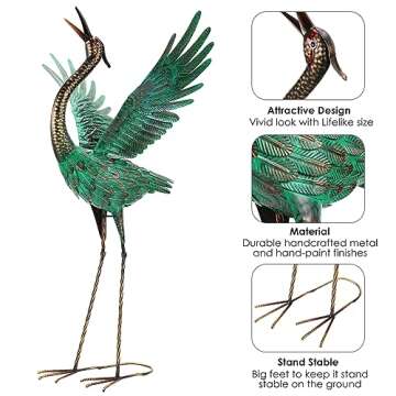 Chisheen Metal Crane Garden Statues for Stylish Outdoor Decor