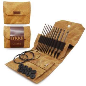 Lykke Driftwood Interchangeable Tunisian Crochet Hooks Set in Umber Pouch